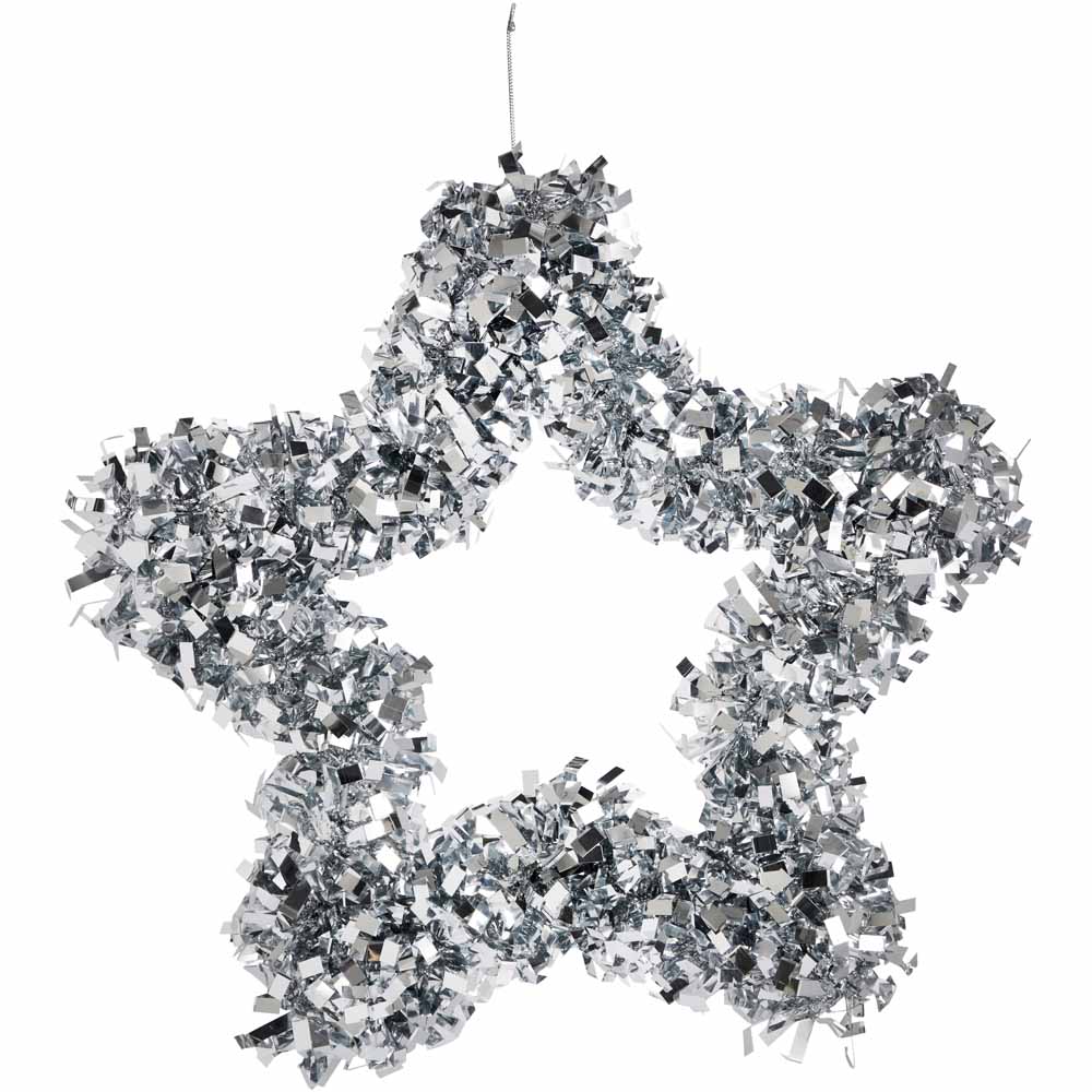 Wilko Silver Tinsel Star Wilko