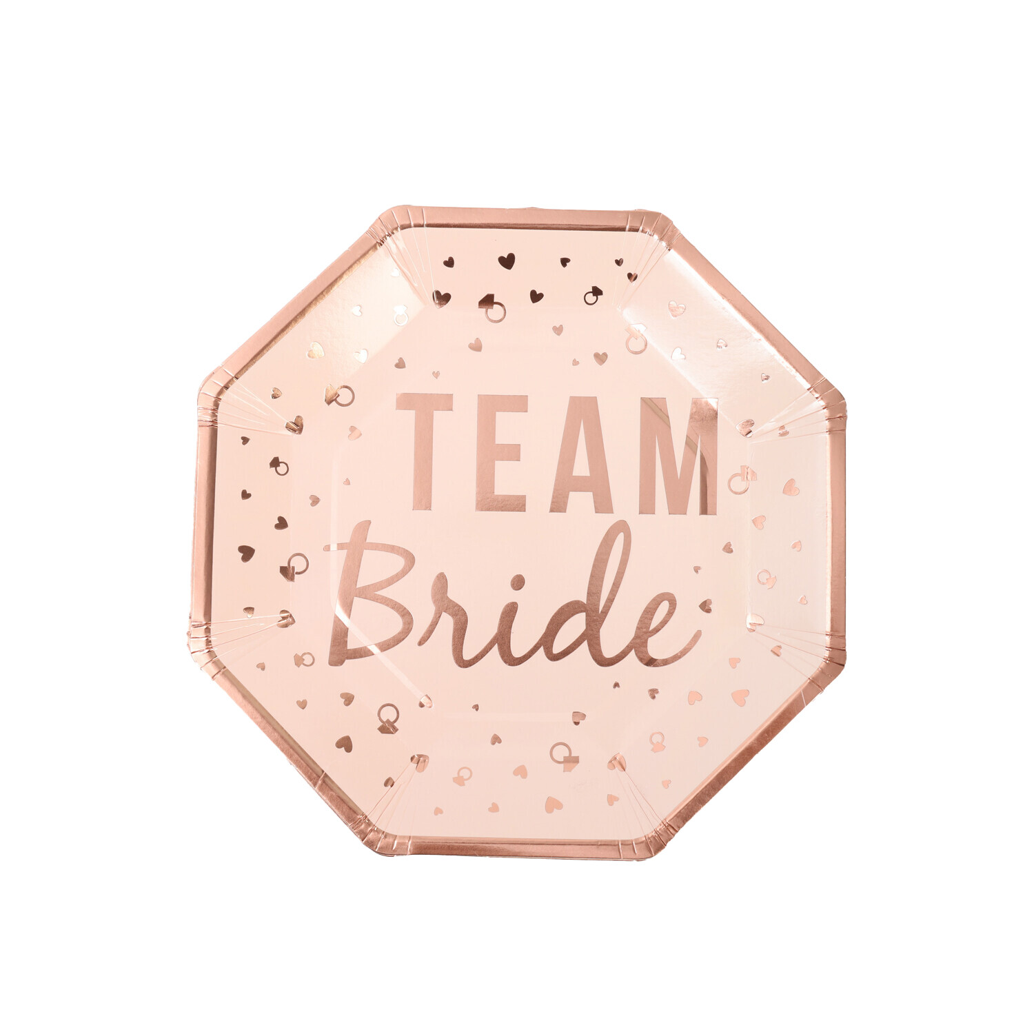 Pack of 8 Team Bride Rose Gold Plates - Rose Gold | Wilko