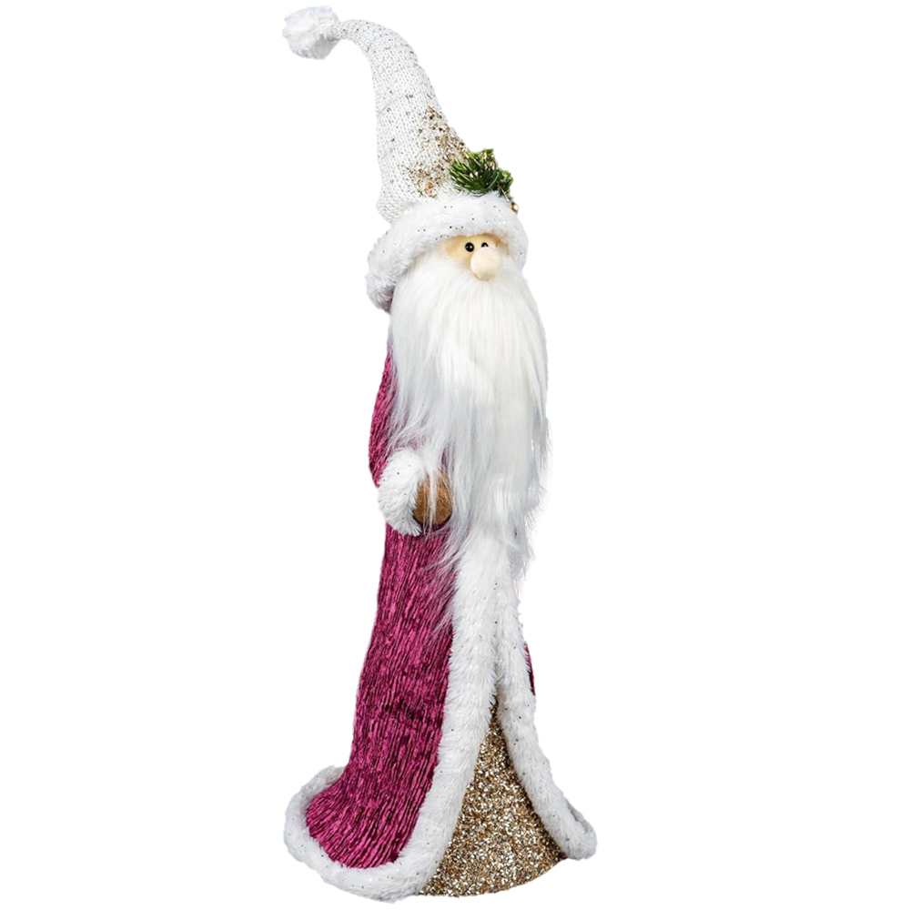 Shatchi Burgundy and Gold Santa Christmas Decoration 58cm | Wilko