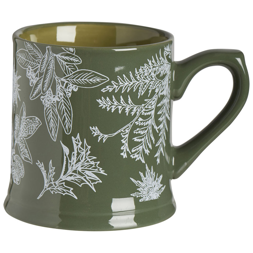 Wilko Dark Green Foliage Tankard Mug Wilko