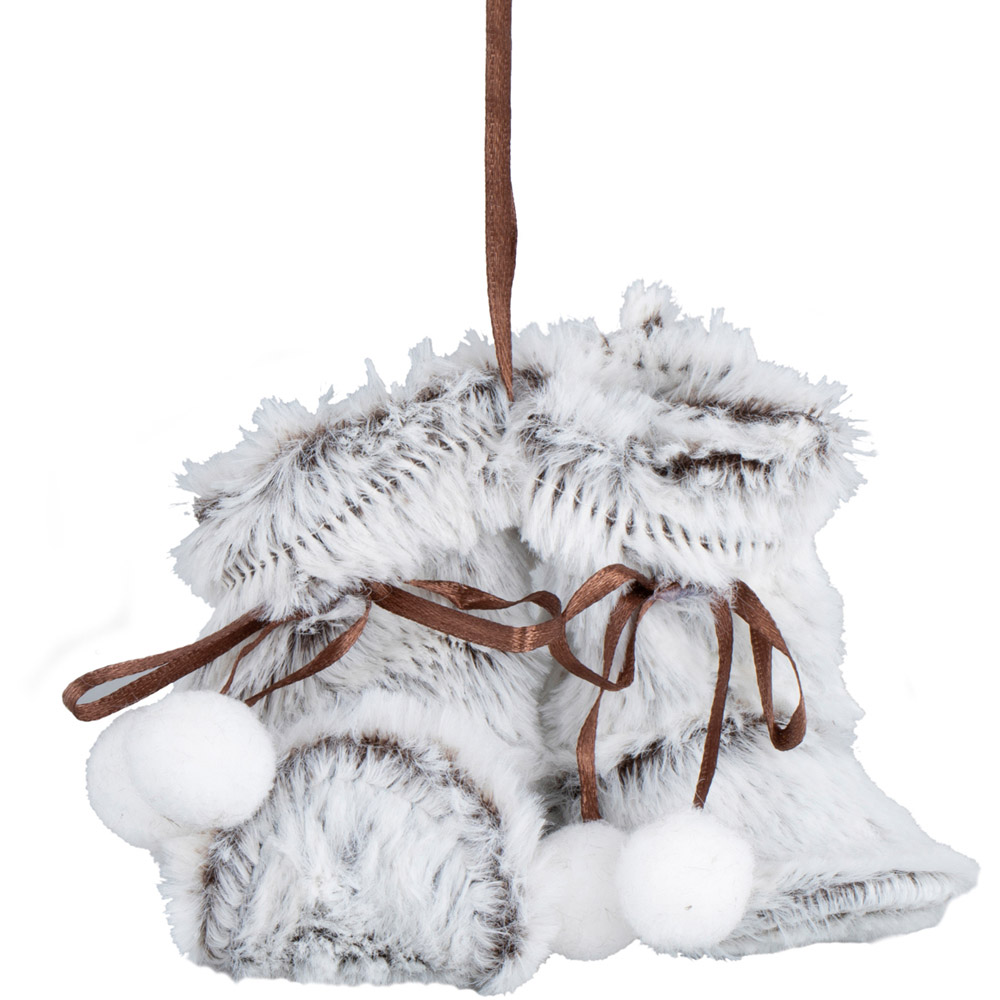 Alpine Lodge White Fur Boot Hanging Ornament | Wilko