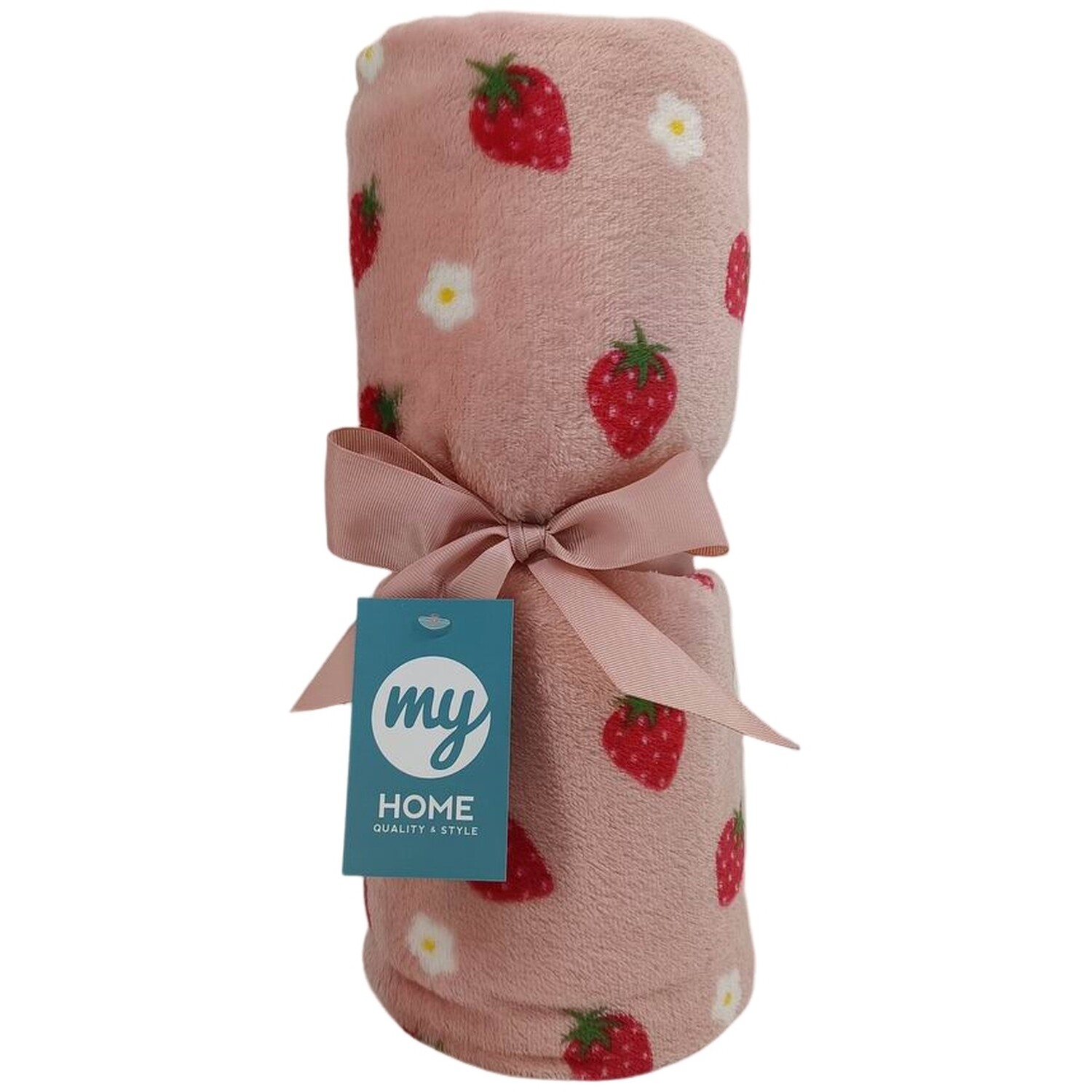 Strawberry Fleece Throw Blush Wilko