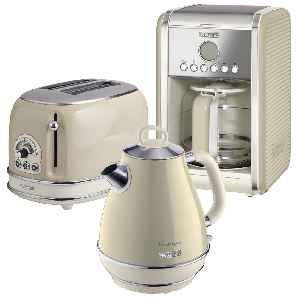 Ariete Vintage ARPK7 2 Slice Toaster Jug Kettle and Filter Coffee Maker