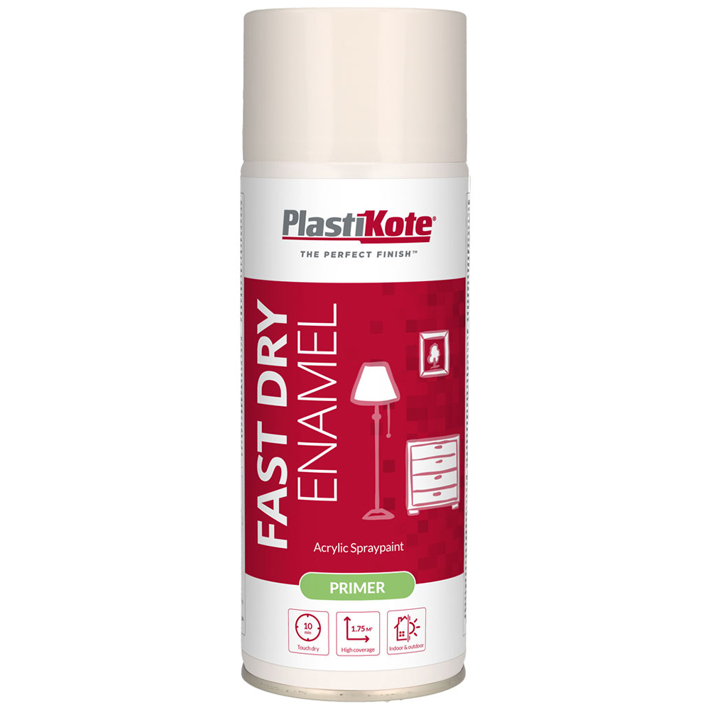 PlastiKote White Fast Dry Enamel Acrylic Primer Spray Paint Wilko