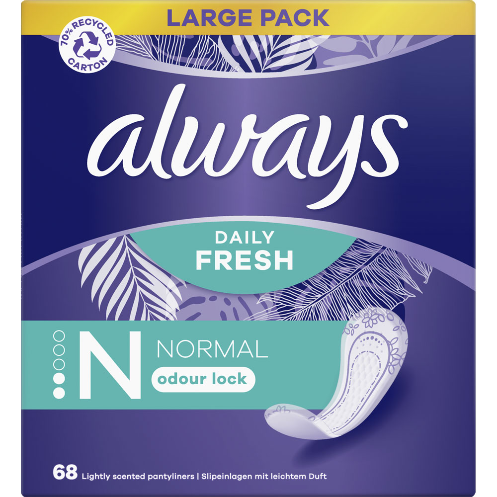 Always Daily Fresh Panty Liners Normal 68 Pack Wilko