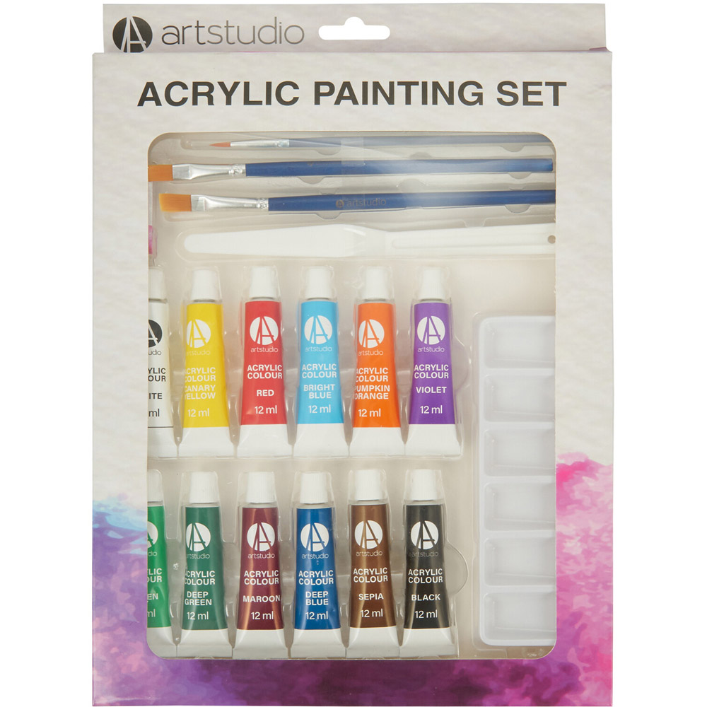 Art Studio Acrylic Colour Painting Set Wilko