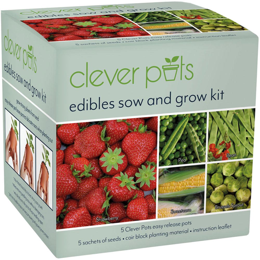 Clever Pots Edibles Sow and Grow Kit with 5 Easy Release Pots Wilko