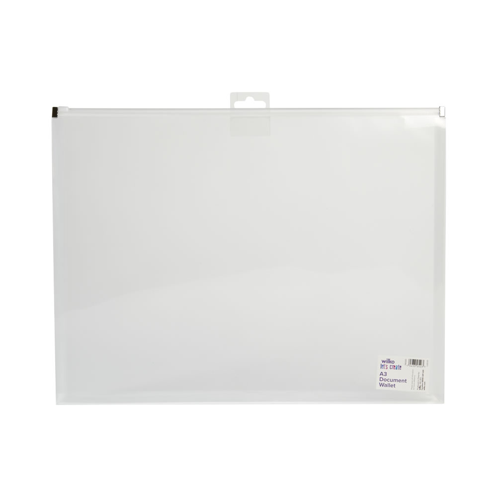 Wilko A3 Clear Document Wallet Wilko