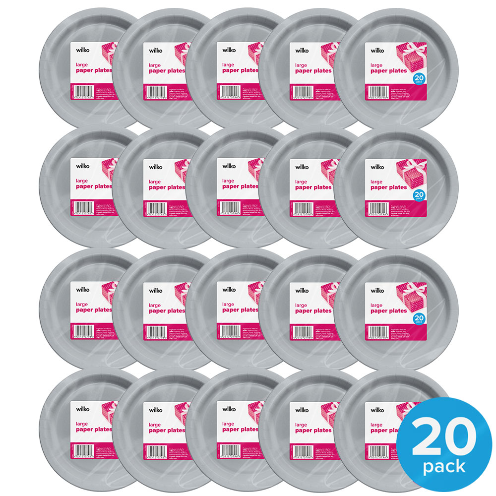 Wilko Grey Paper Plates 20 Pack Wilko