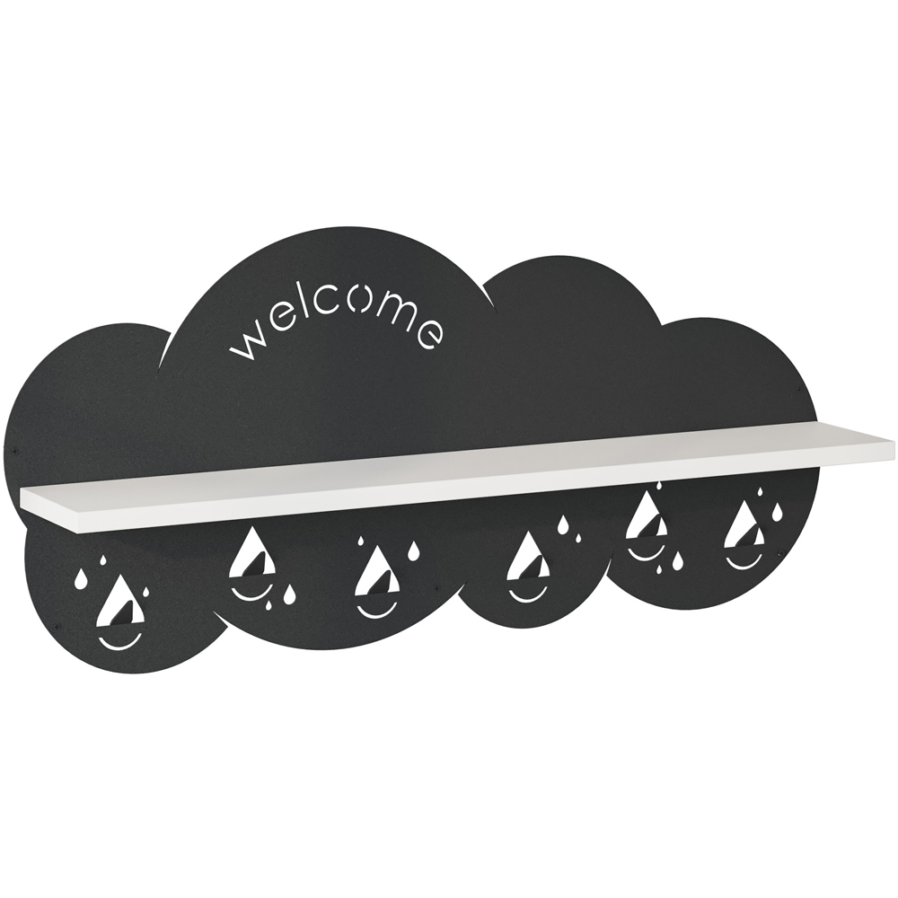 Decortie Cloudy 84cm White Modern Wall Mounted Floating Shelf with 6 ...