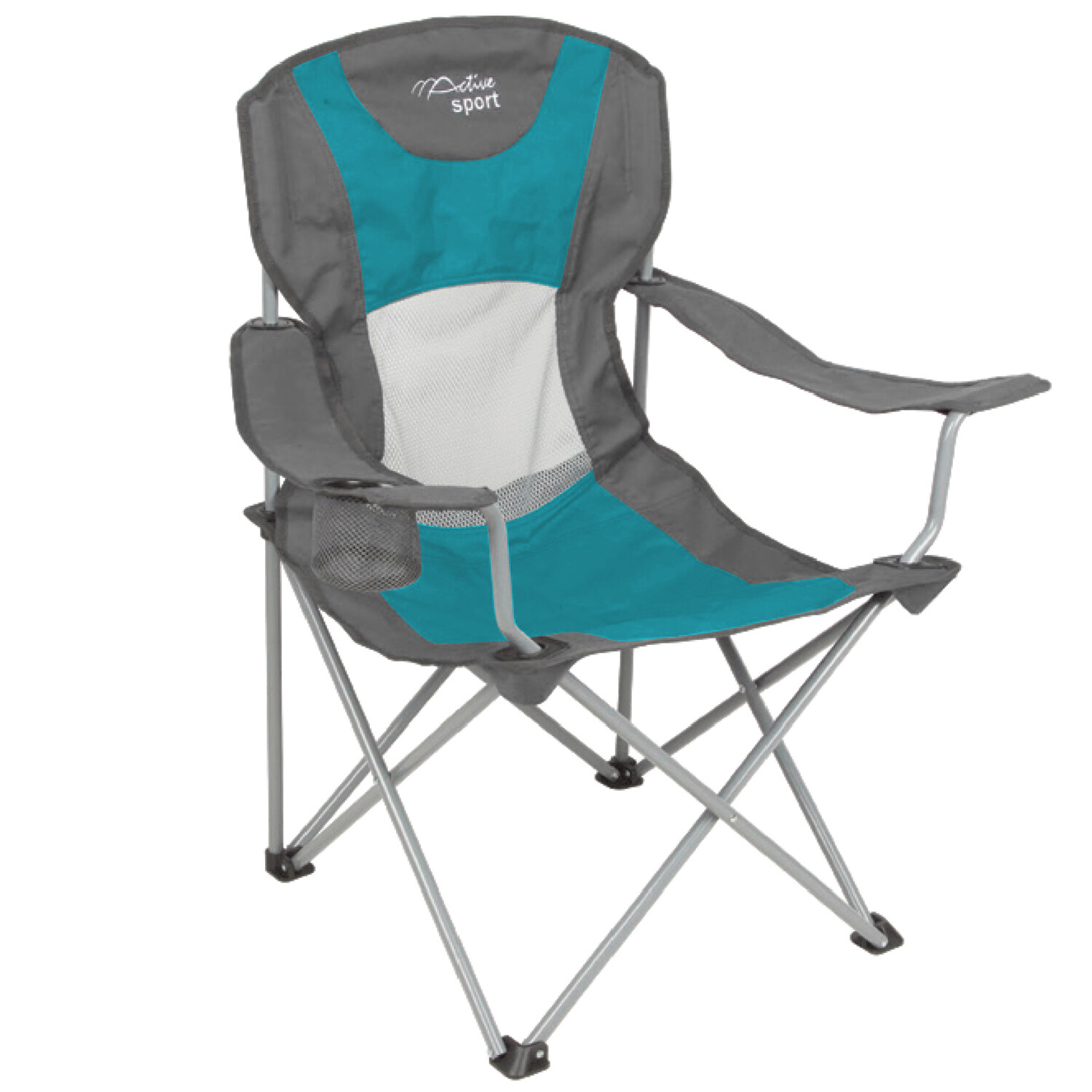Active Sport Blue and Grey Deluxe Camping Chair Wilko