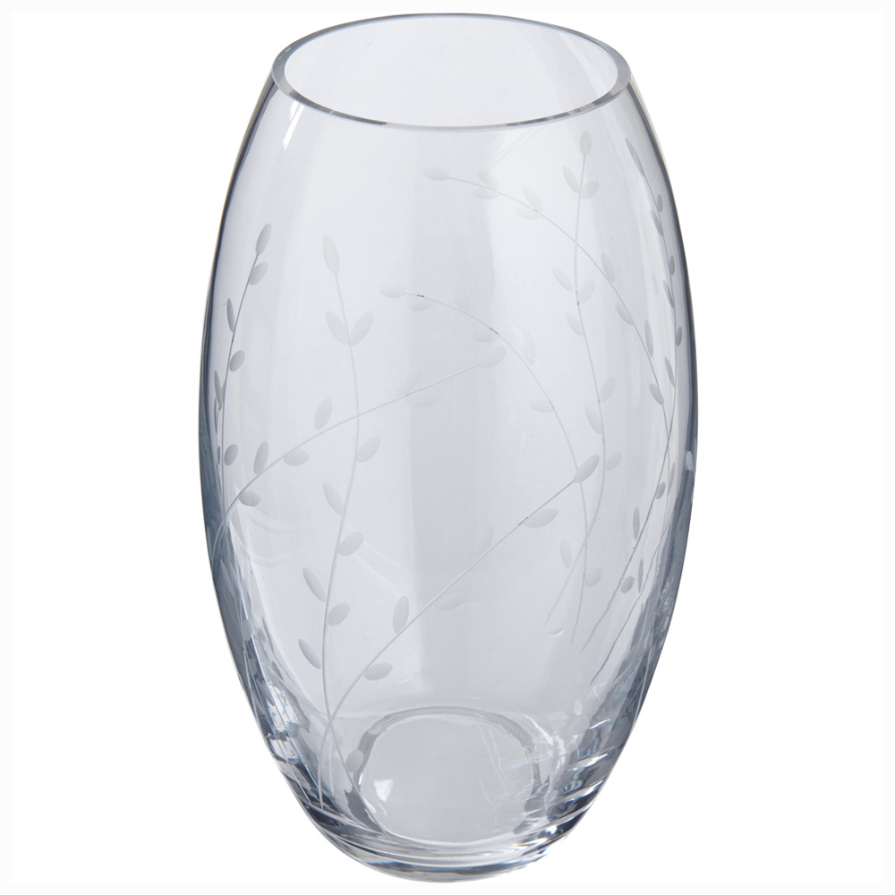 Wilko Leaf Etched Clear Vase Wilko
