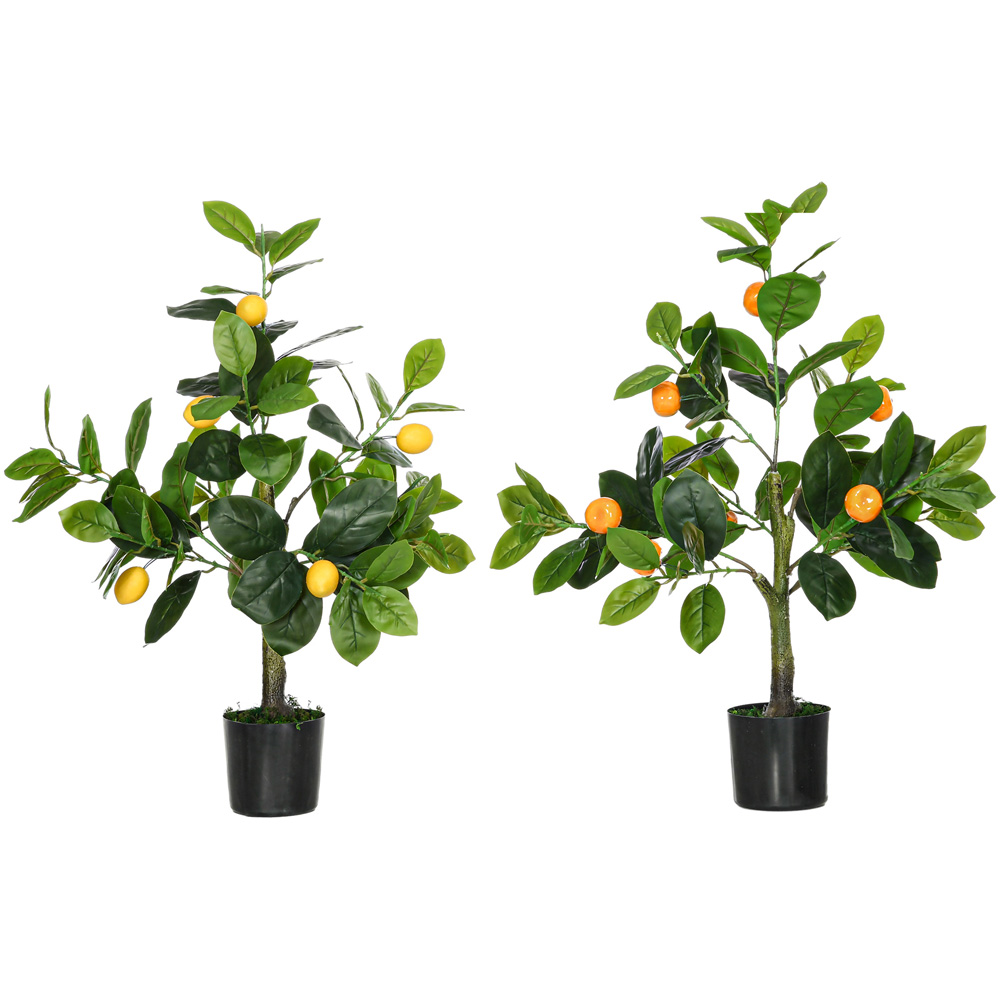 Lemon and Orange Artificial Plants with Pots Set 60cm Wilko