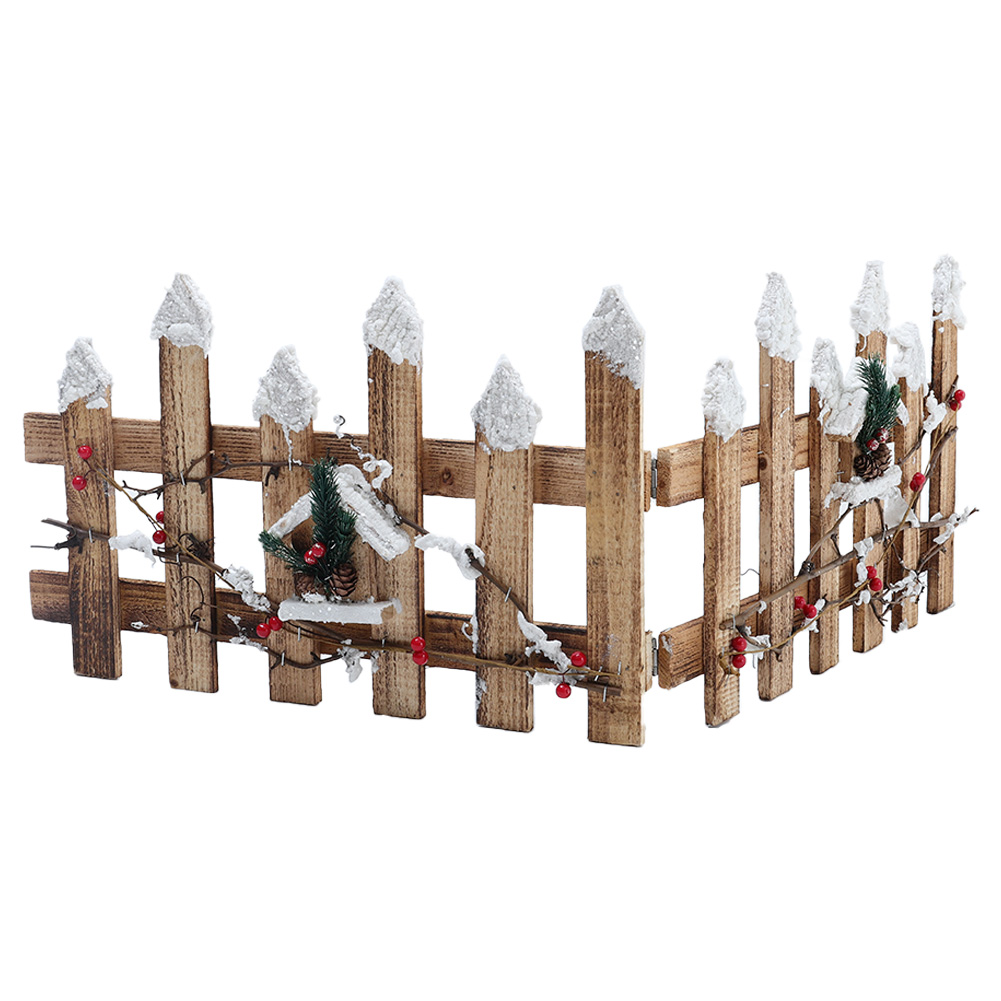 Living and Home Rustic Wooden Christmas Tree Picket Fence Wilko