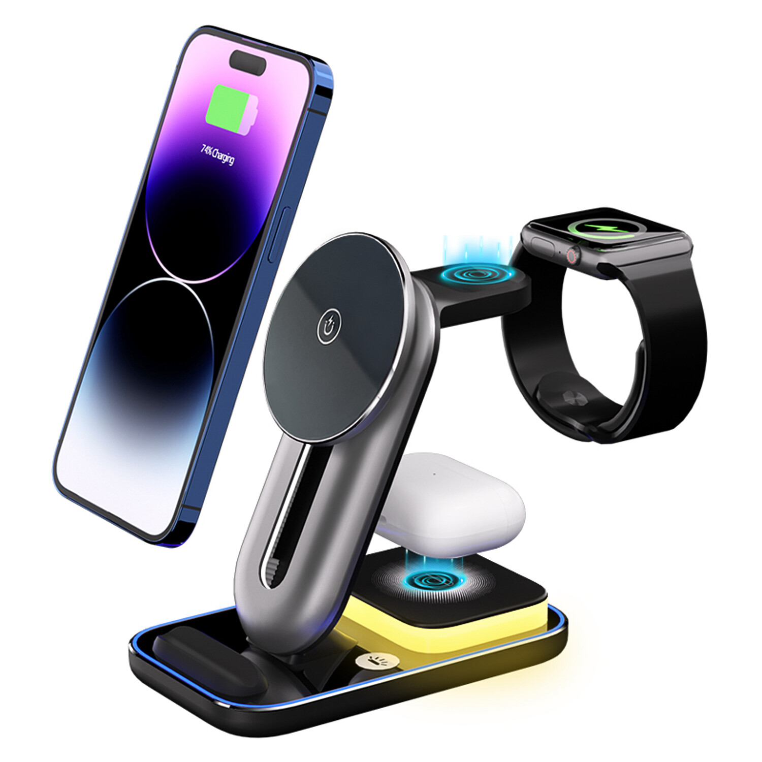 4 in 1 Wireless Charging Stand Black | Wilko