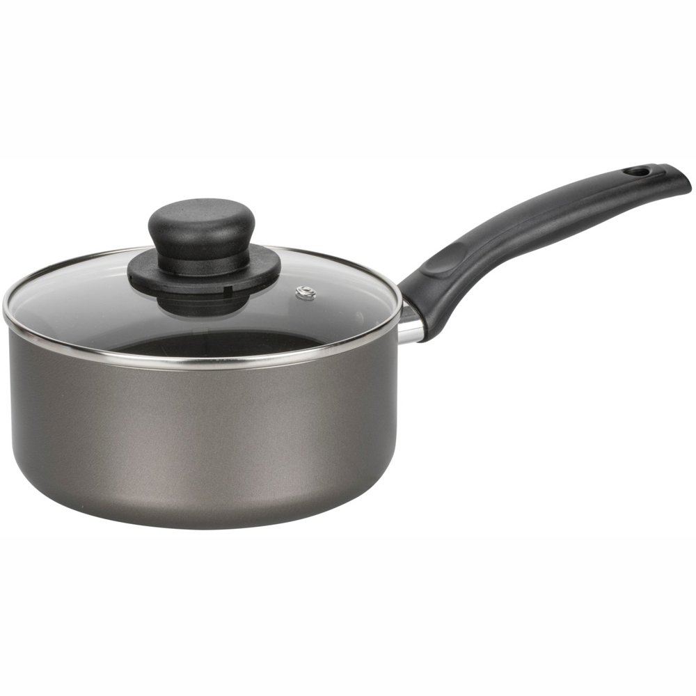 8.5cm Teflon Saucepan with Glass Lid Wilko