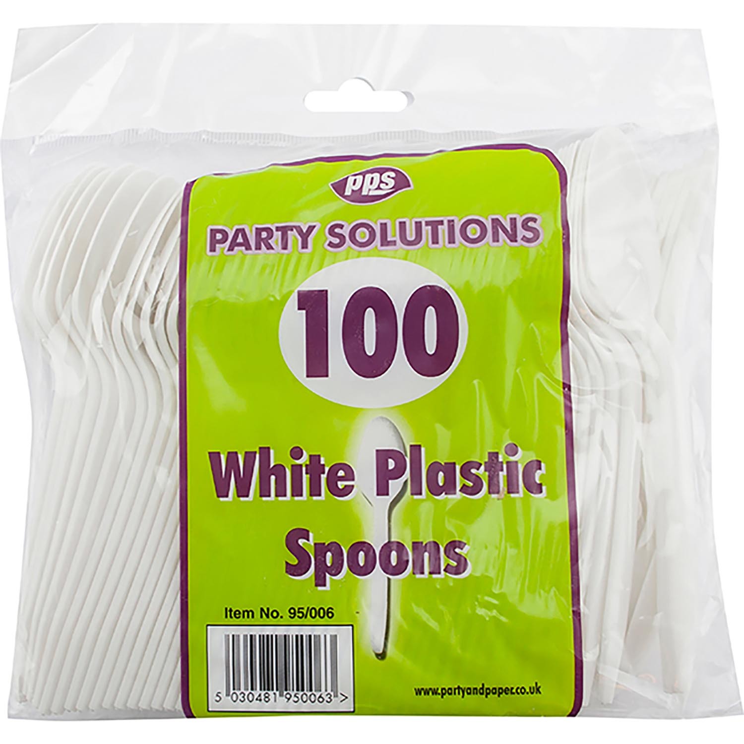 Pack of 100 Plastic Cutlery Spoons Wilko