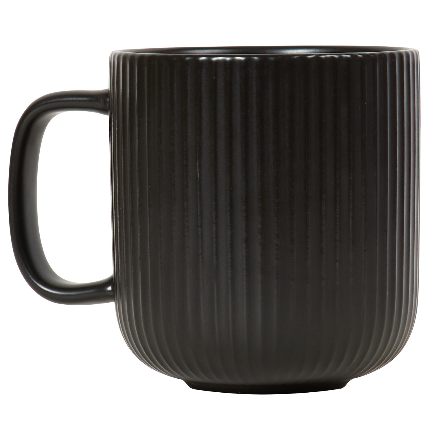 Set of 4 Ribbed Mugs - Black | Wilko