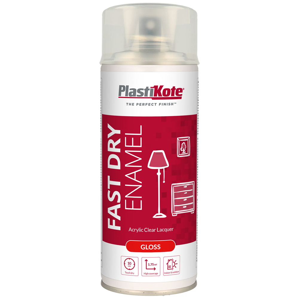 PlastiKote Clear Fast Dry Enamel Acrylic Gloss Spray Paint Wilko
