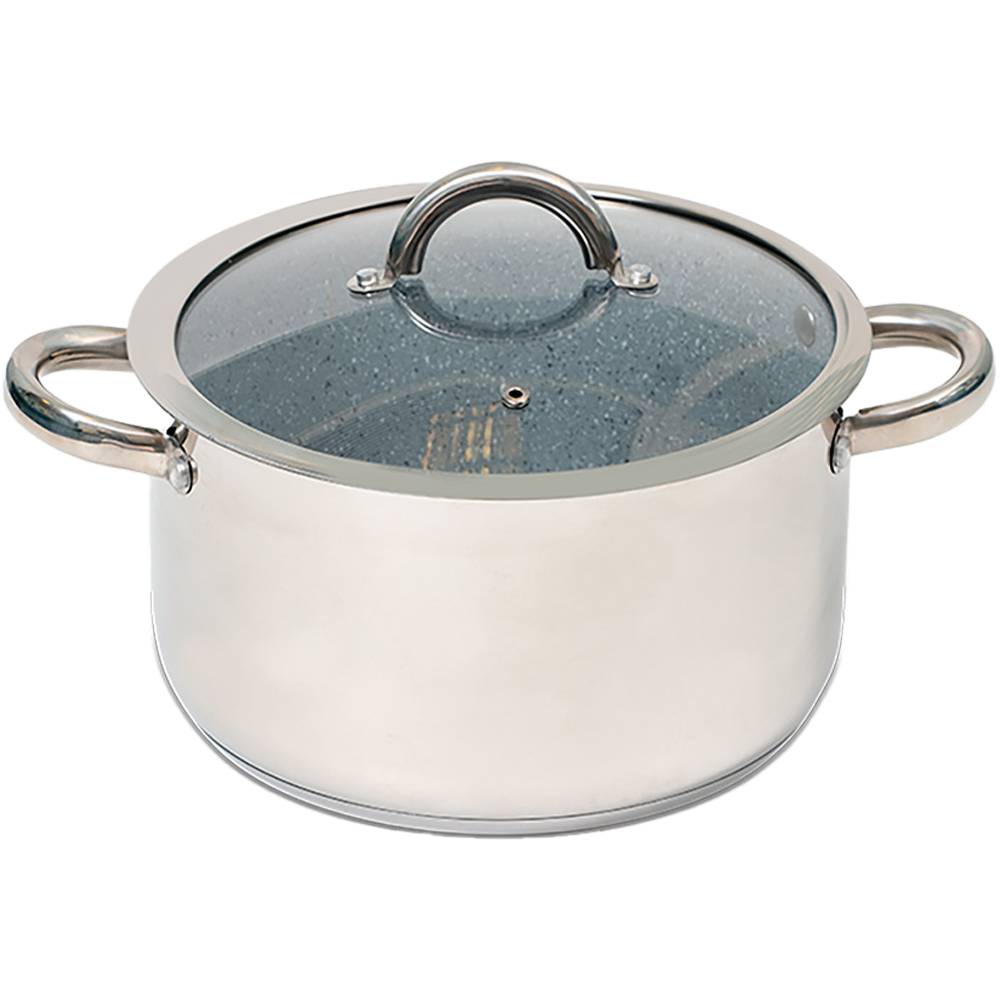 Durastone 24cm Non Stick Deep Stainless Steel Casserole Pan with Lid