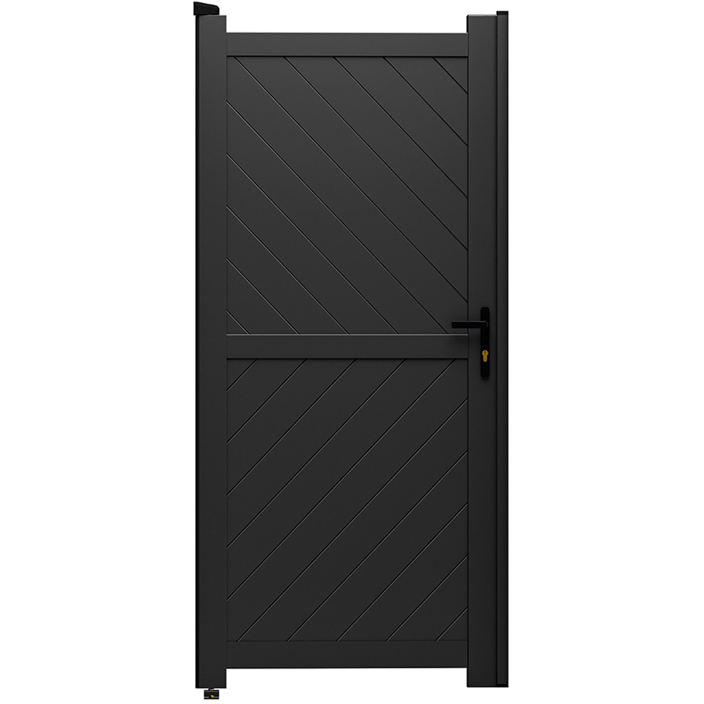 Readymade Gates Black Aluminium Diagonal Infill Pedestrian Gate 1600 x ...