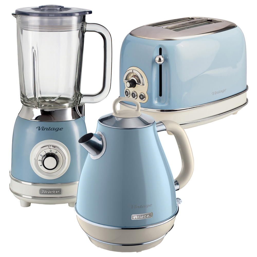 Ariete ARPK24 Blue 1.7L Kettle 2 Slice Toaster and Glass Jug Blender