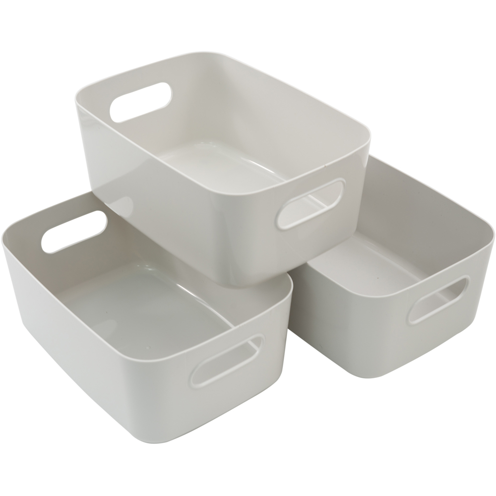 SA Products Grey Plastic Storage Basket Set of 3 Wilko
