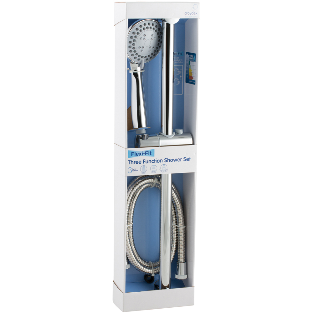 Croydex Flexi Fit Chrome 3 Function Shower Head Set Wilko