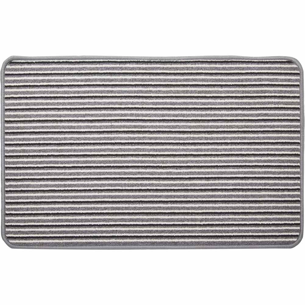 Wilko Grey Strip Washable Mat 75 x 50cm Wilko