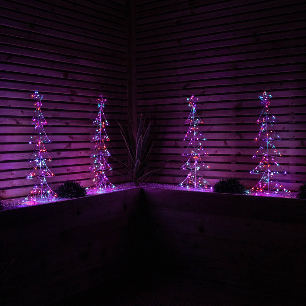 Samuel Alexander 4 Piece 400 Rainbow LED Tree Christmas Tree Path Light ...