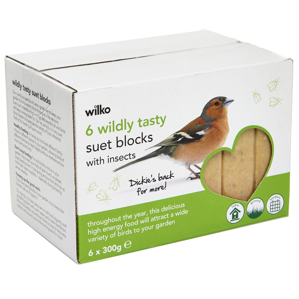 Wilko Wild Bird Suet Blocks with Insects 6 x 300g Wilko