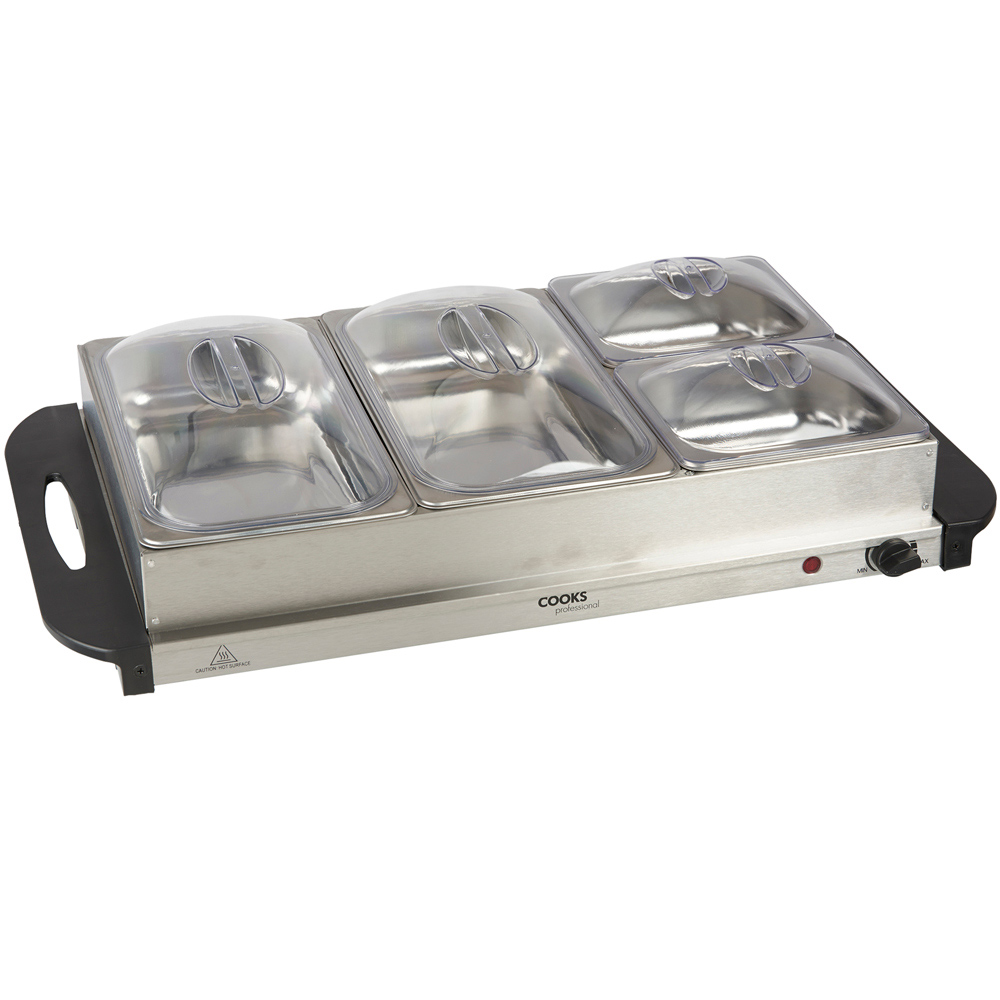 Cooks Professional G0012 4 Section Silver Buffet Warming Tray Wilko