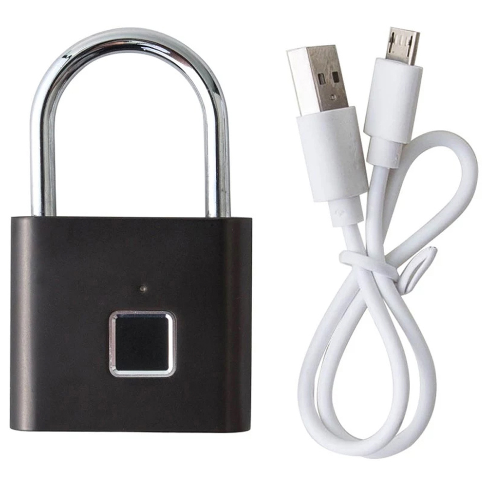 EnerJ ZDGL01 Black Fingerprint Padlock with USB Wilko