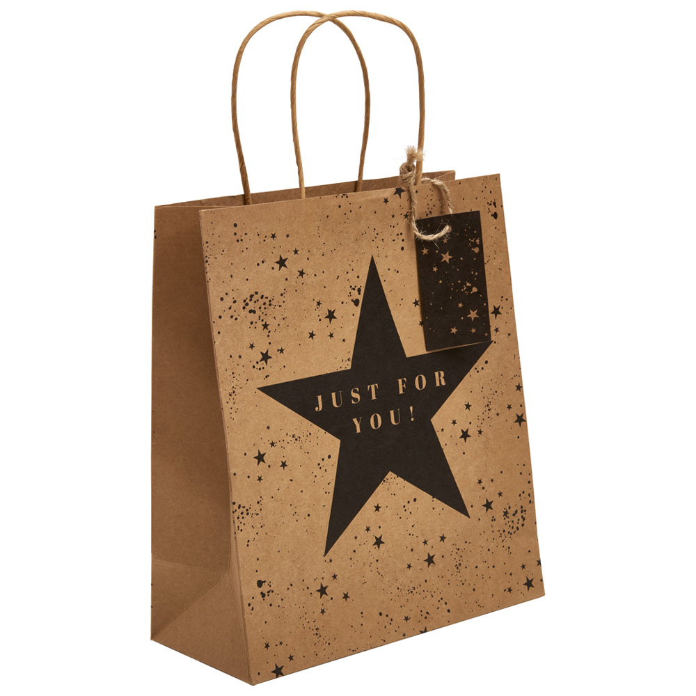 Wilko Medium Kraft Star Giftbag Wilko