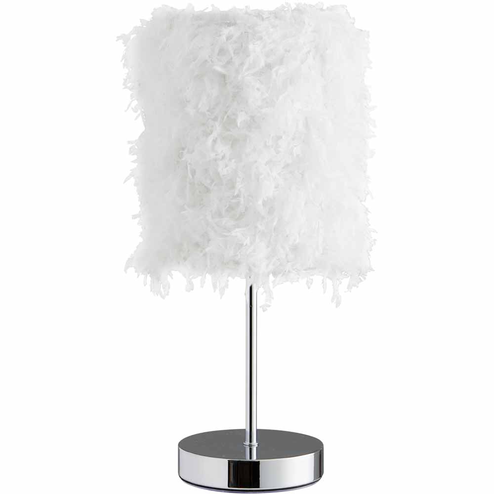 Wilko White Fluffy Shade Lamp Wilko