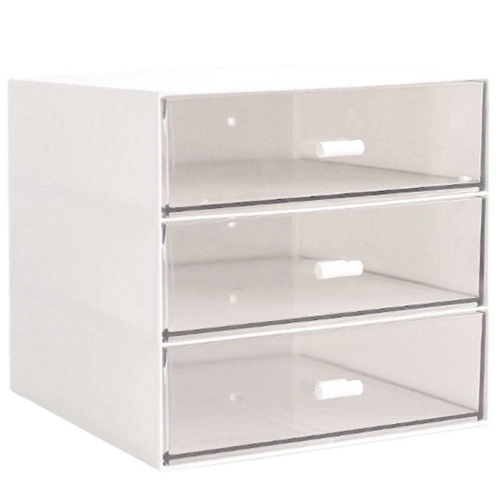 Living and Home White 3 Drawers Plastic Desk Organiser Wilko