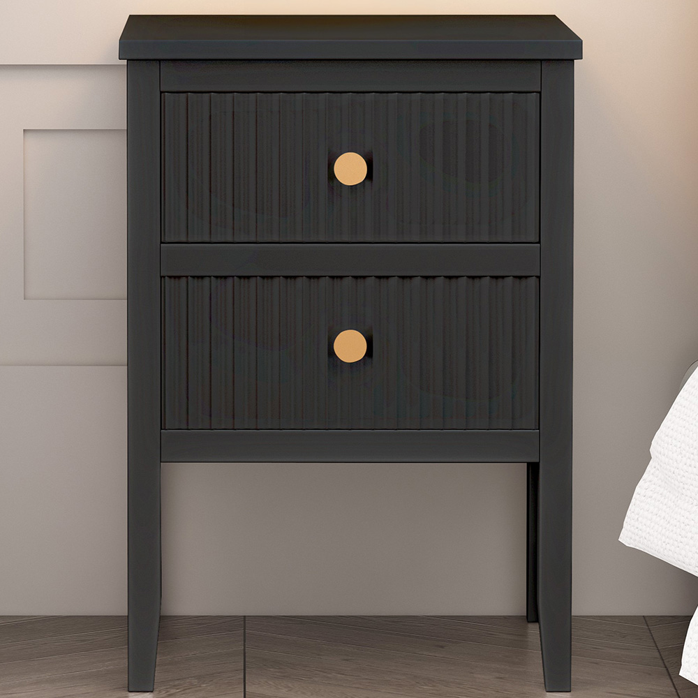 Bellaria 2 Drawer Black Bedside Table | Wilko