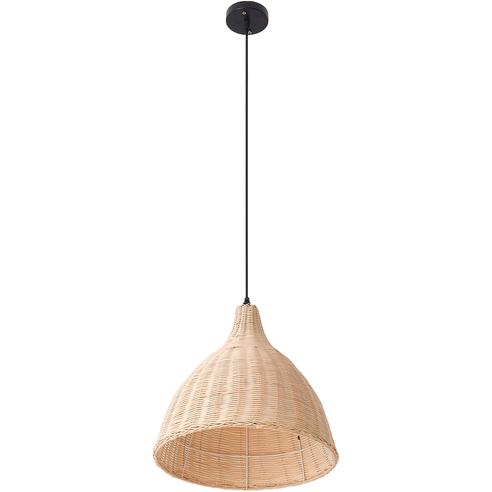 Conical Rattan Shade Living and Home Conical Rattan Pendant Shade with Tri-Colour Bulb | Wilko
