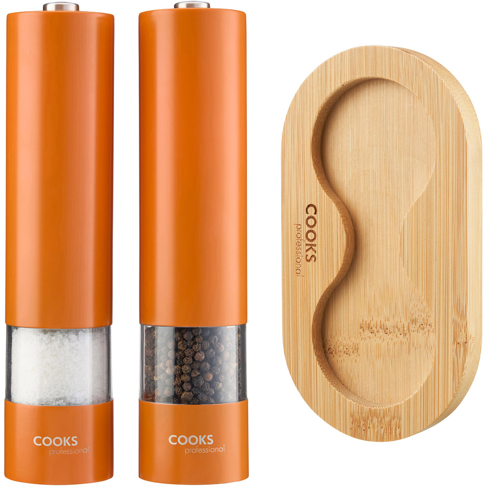 Cooks Science Salt Cooks Professional K731 Orange Electric Salt and Pepper Mill Set with ...