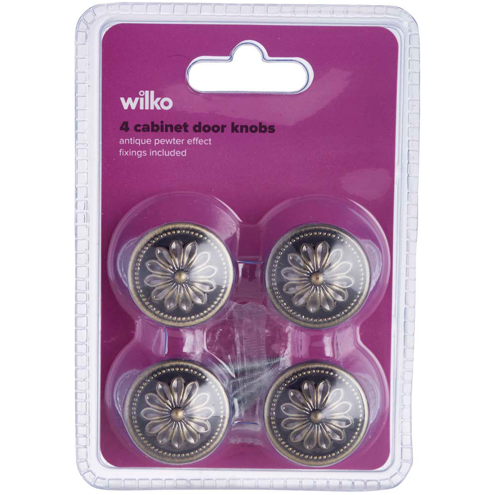 Wilko Antique Pewter Effect EP Door Pulls FC19342B 4 Pack Wilko