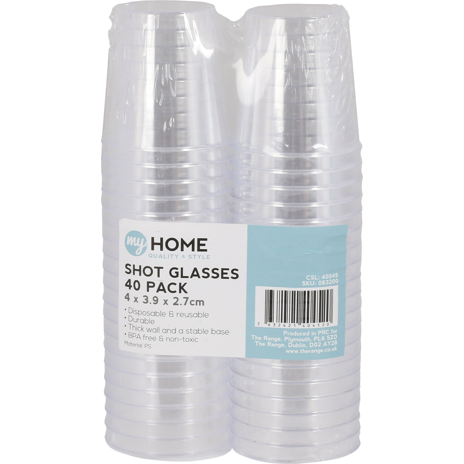 Pack of 40 Shot Glasses Clear Wilko