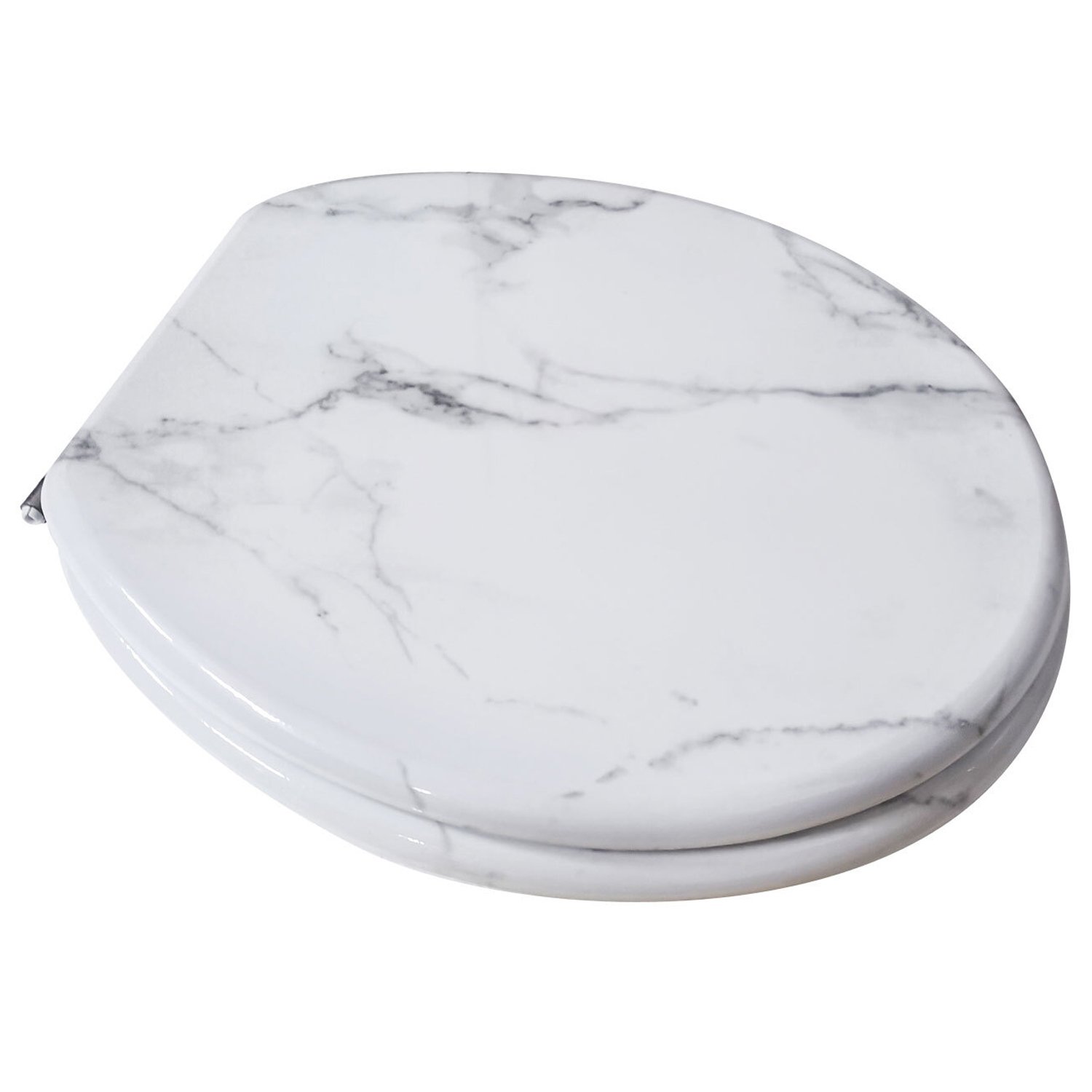 White Marble Effect Toilet Seat Wilko