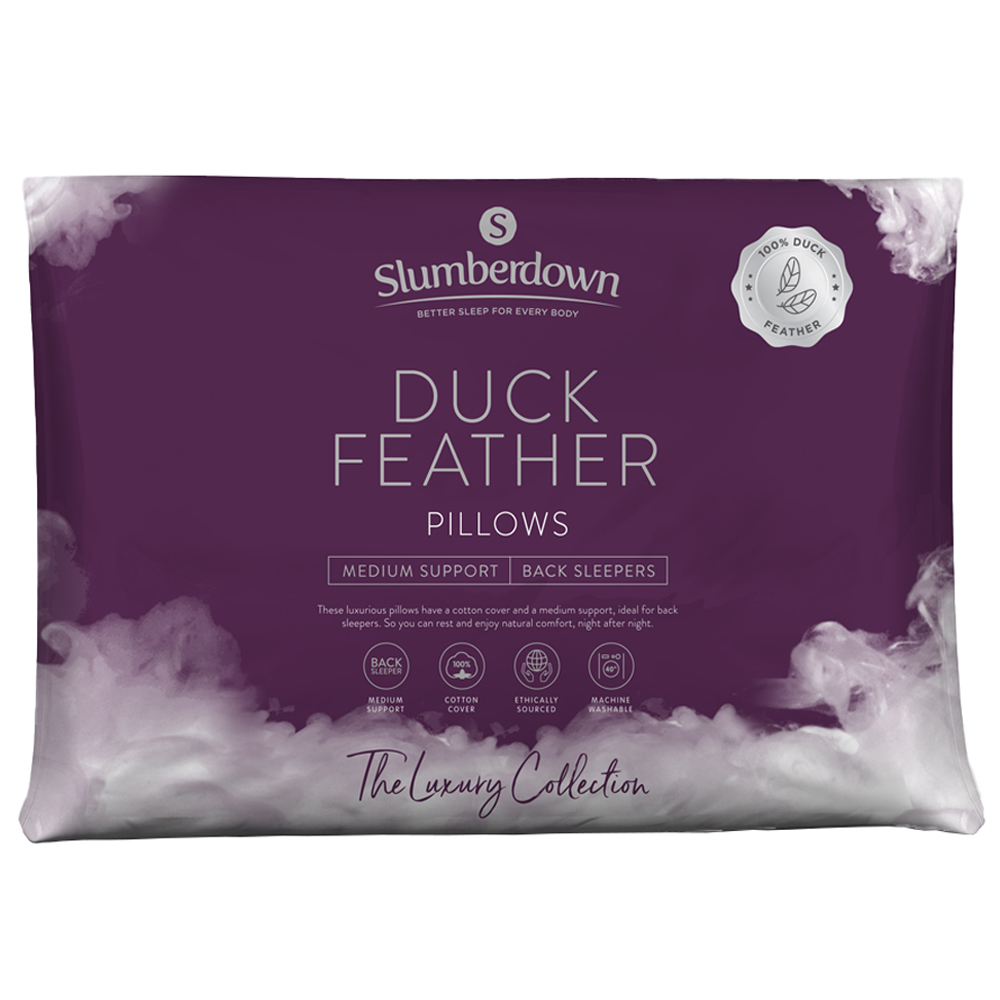 Slumberdown White Duck Feather Pillows 2 Pack Wilko