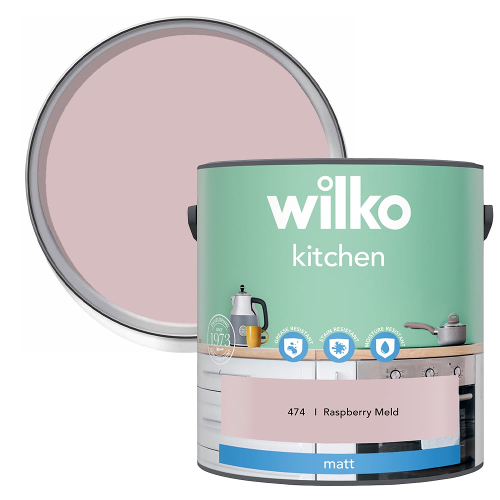 Wilko Kitchen Raspberry Meld Matt Emulsion Paint 2.5L Wilko