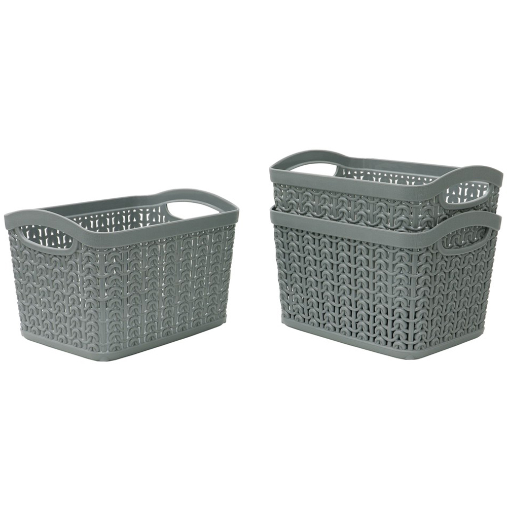 JVL Loop 1.5L Set of 3 Grey Storage Baskets Wilko