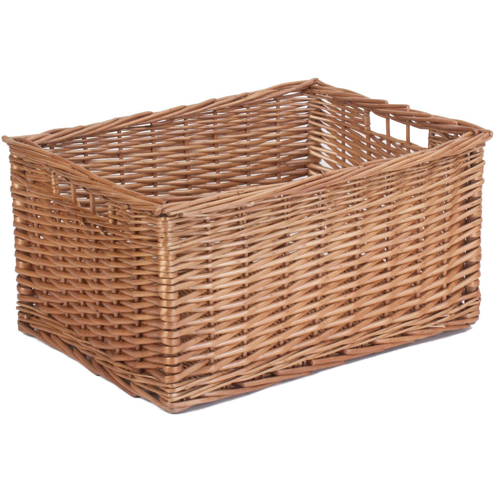 Red Hamper Medium Double Steamed Open Wicker Storage Basket Wilko