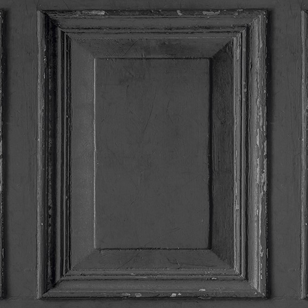 Grandeco Distressed Aged Rustic Wood Panel Textured Black Wallpaper Wilko