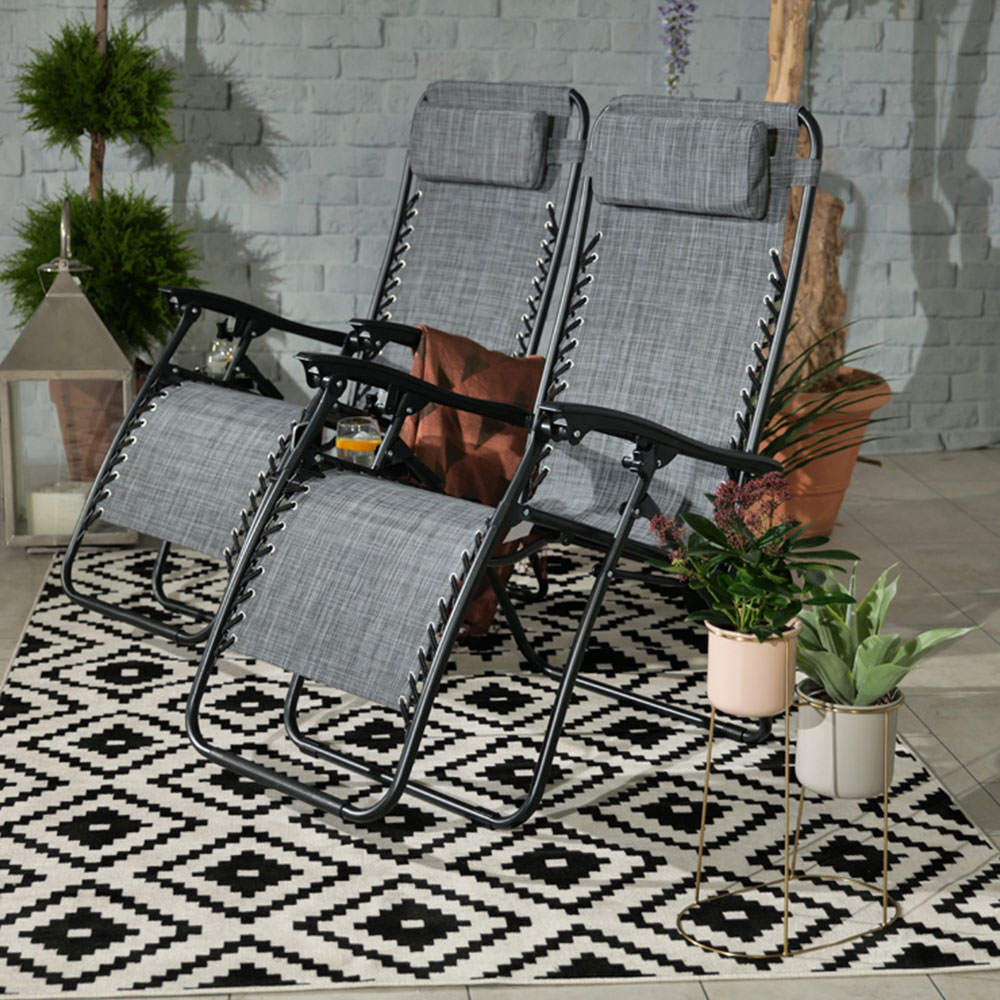 Royalcraft Set of 2 Grey Zero Gravity Relaxer Chairs Wilko