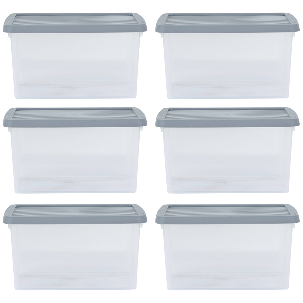 Wham 16L Stackable Plastic and Clear Storage Box and Lid 6 Pack Wilko