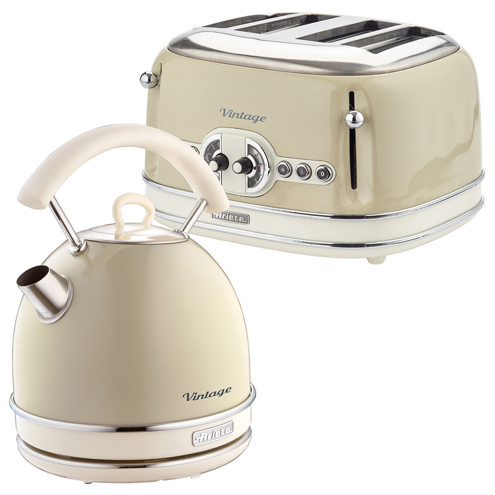 Ariete Cream Kettle and 4 Slice Toaster Set Wilko